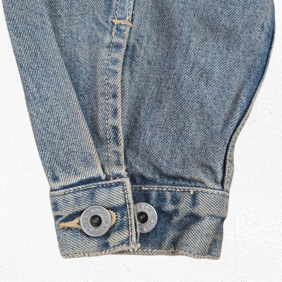90s Vintage Arizona Classic Blue Wash Big Ring Denim Trucker Jacket Size Medium - Picture 5 of 6